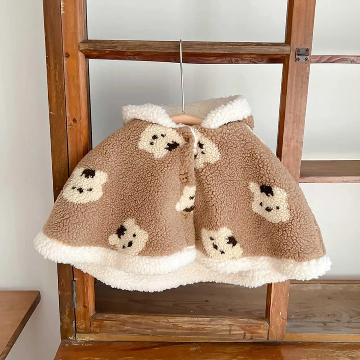 Baby Toddler Boys Girls Wool Blend Winter Hooded Outerwear Capes Poncho Coat Youth Winter Coat