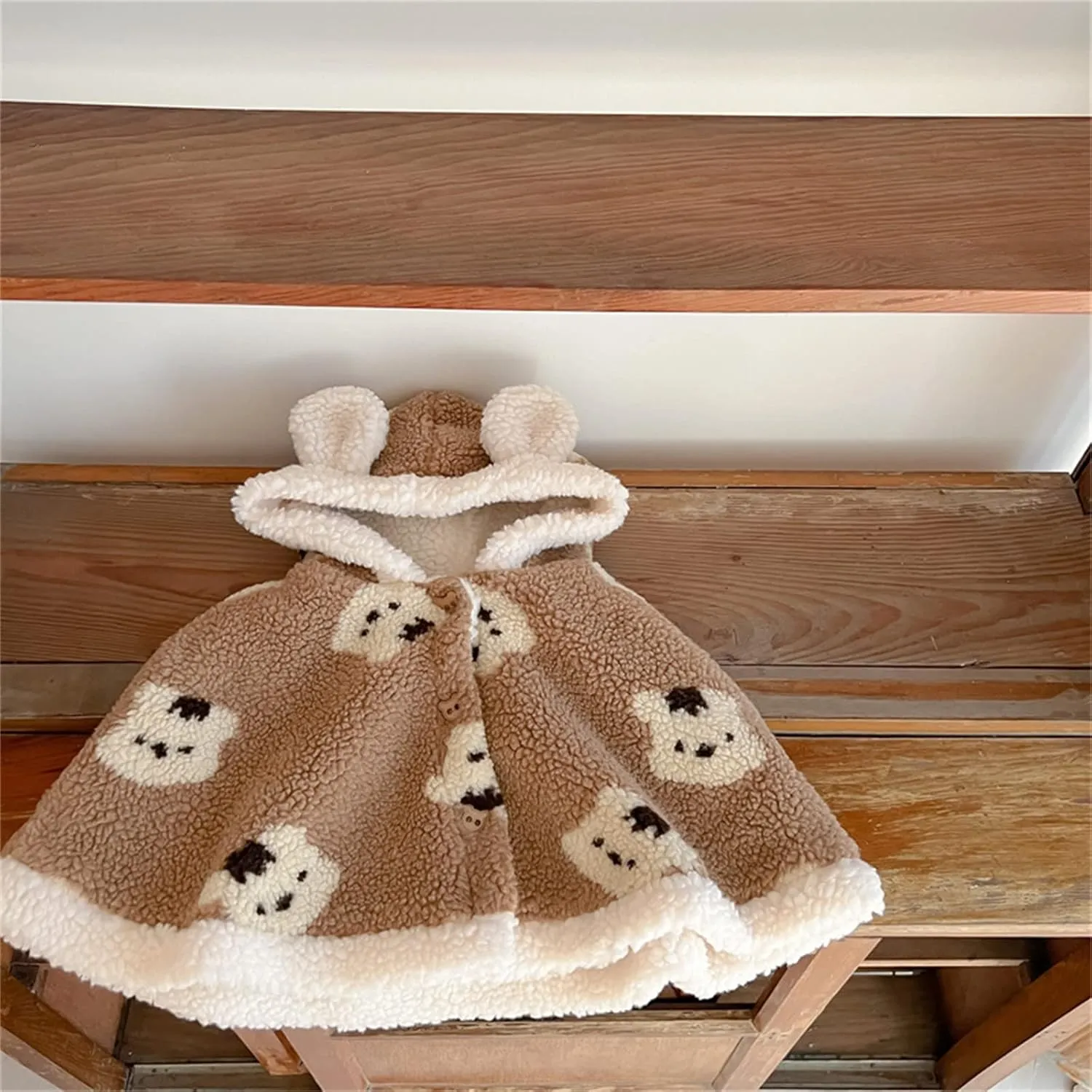 Baby Toddler Boys Girls Wool Blend Winter Hooded Outerwear Capes Poncho Coat Youth Winter Coat