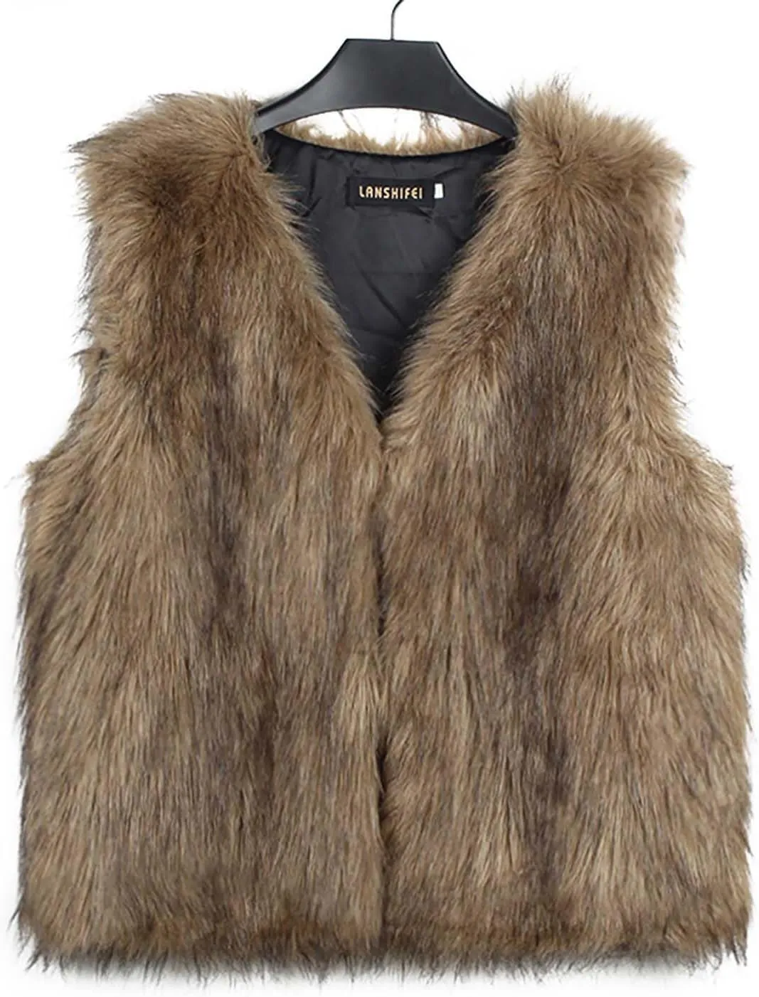 Binmer Faux Fur Vest Jacket for Women Sleeveless Open Front Winter Warm Waistcoat Fluffy Fuzzy Coat Soft Short Outerwear