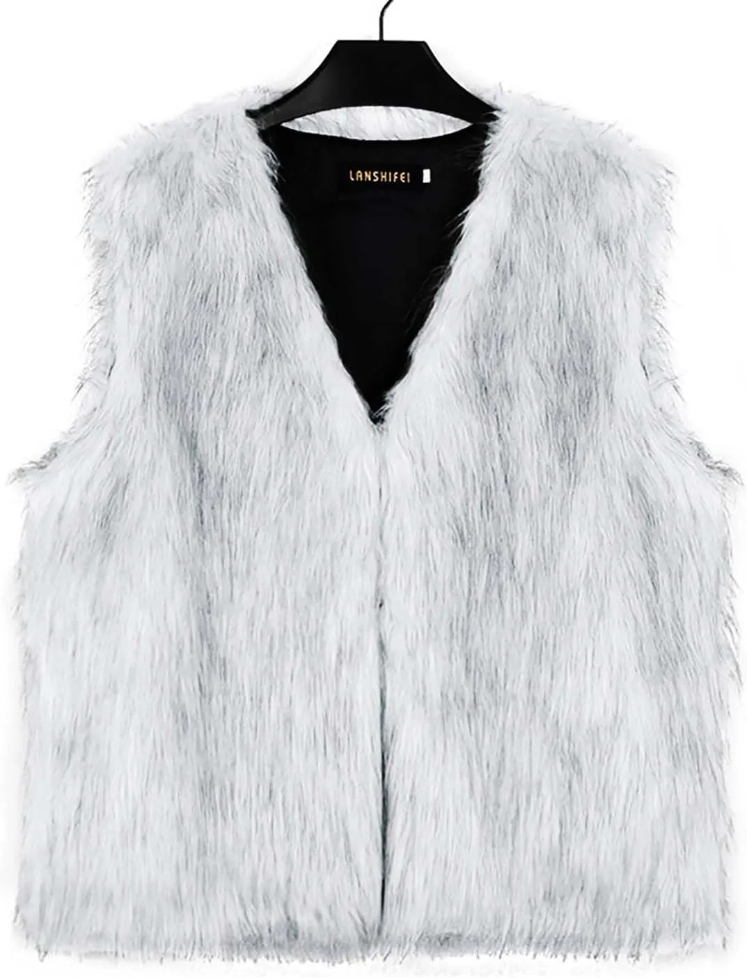 Binmer Faux Fur Vest Jacket for Women Sleeveless Open Front Winter Warm Waistcoat Fluffy Fuzzy Coat Soft Short Outerwear