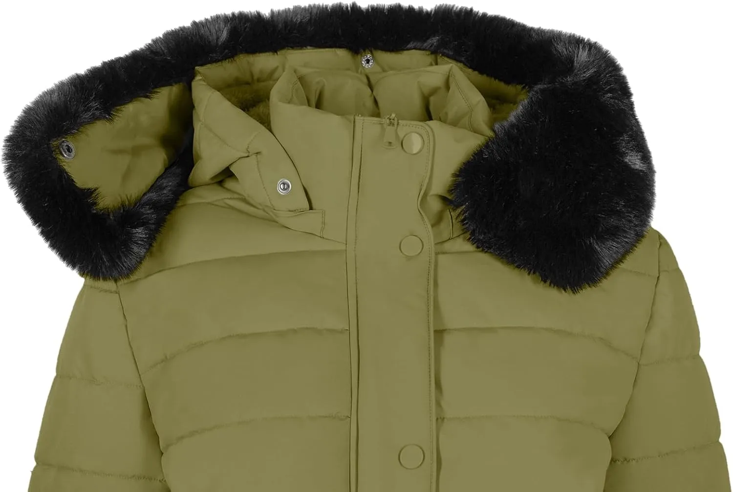 BodiLove Women's Winter Quilted Puffer Long Coat Jacket Plus Size with Removable Faux Fur Hood and Zipper