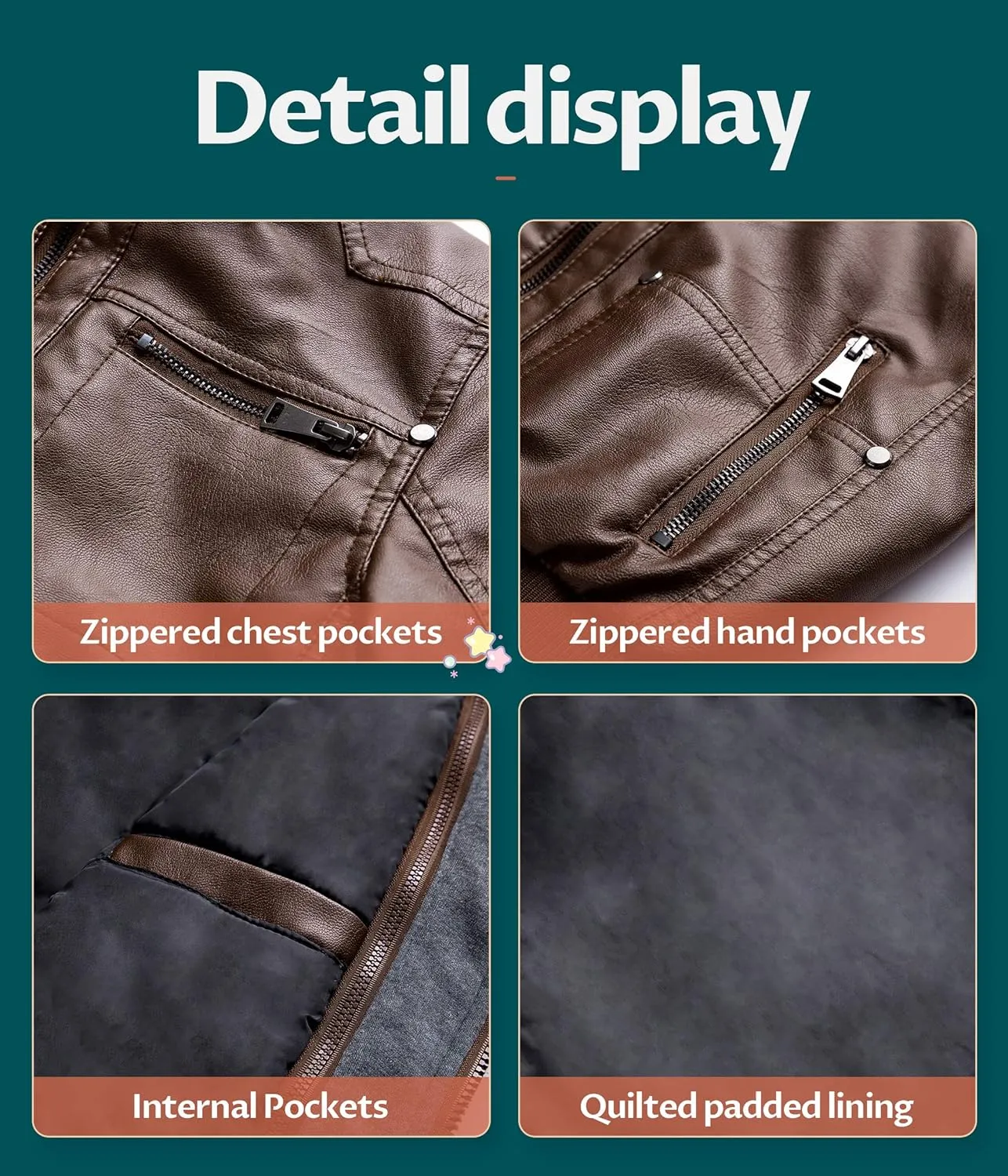 Boy's Faux Leather Jacket Windproof Warm Winter Coat Kids Bomber Outerwear Waterproof PU Motorcycle Jacket