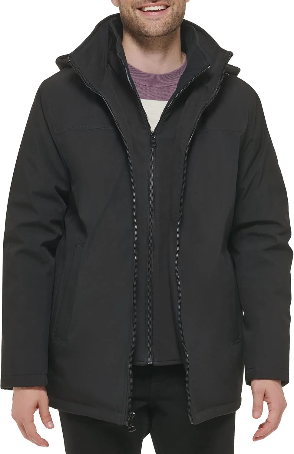 Calvin Klein Men's Hooded Jacket with Removable Bib