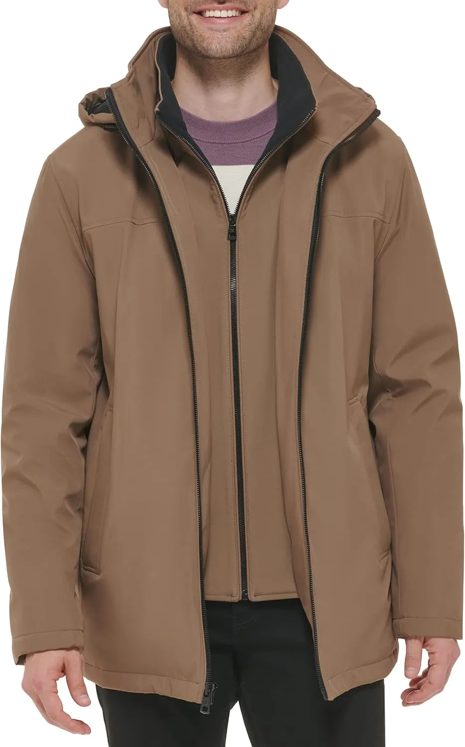 Calvin Klein Men's Hooded Jacket with Removable Bib