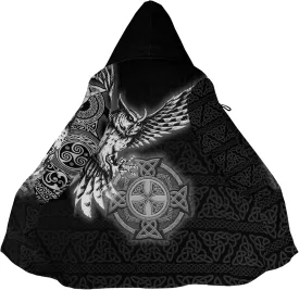 Celtic Totem Unisex Plus Size Coat Wool Blend Cloak Cape Street Role Play Parka Jacket Viking Compass Sweater Coat