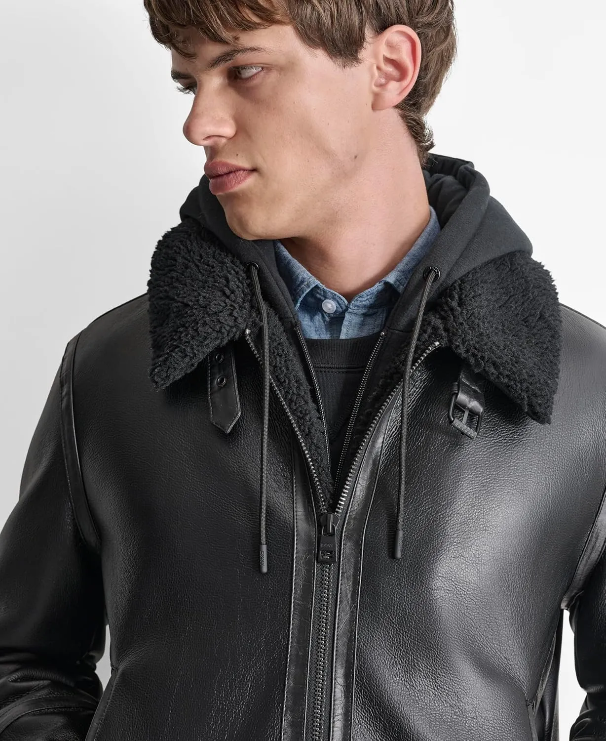 DKNY Men's Hooded Fashion Bomber Jacket