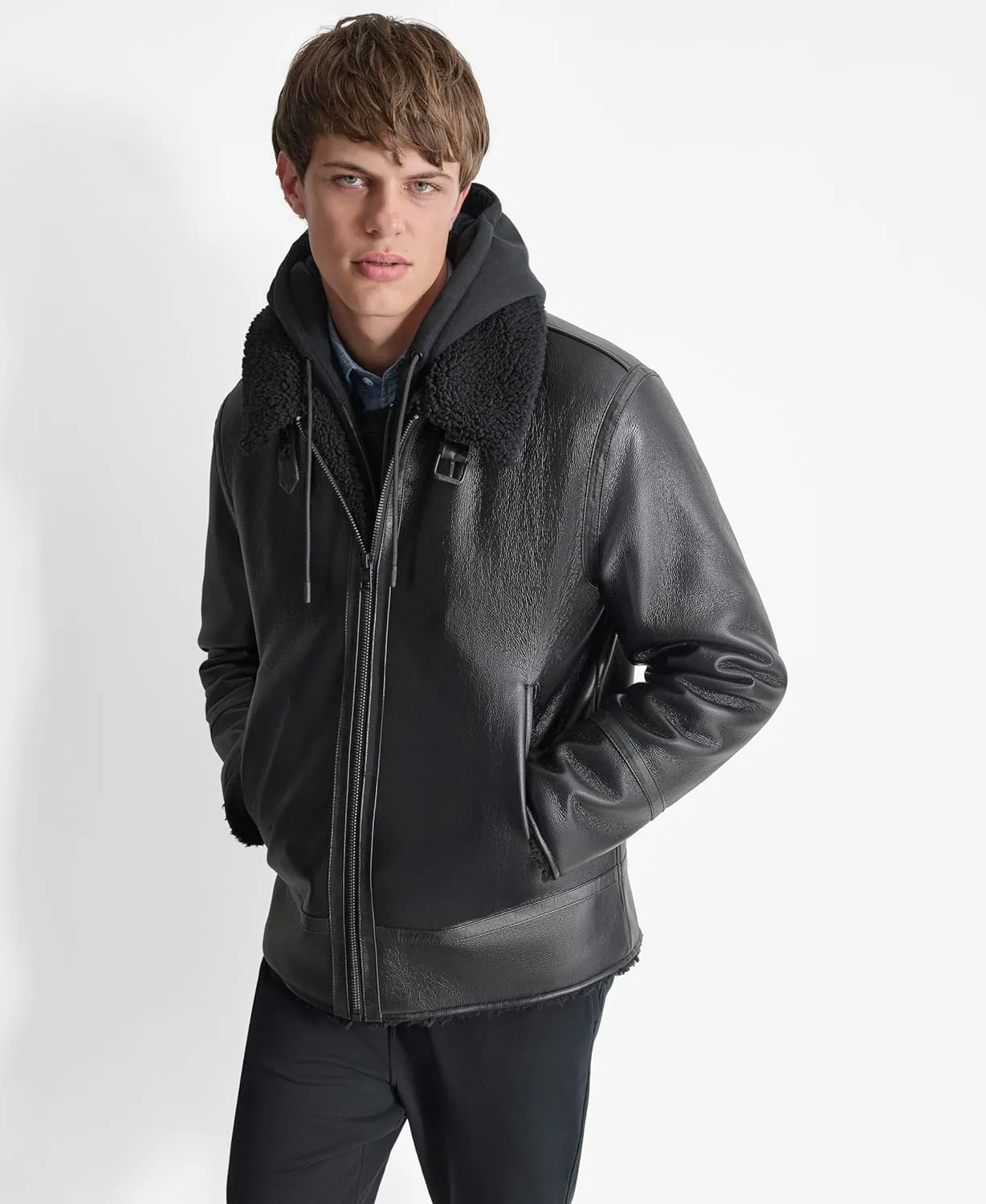 DKNY Men's Hooded Fashion Bomber Jacket