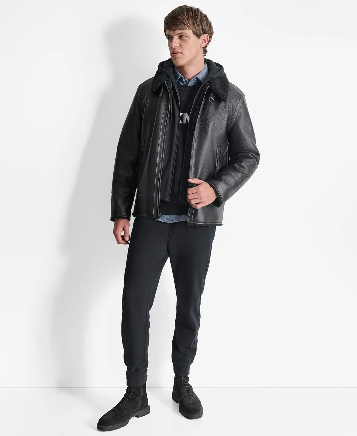 DKNY Men's Hooded Fashion Bomber Jacket
