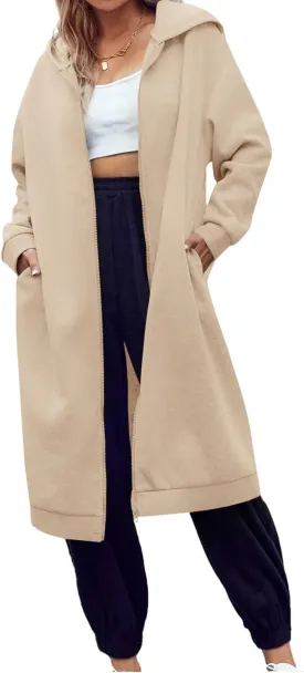 Dyexces Women Zip Up Hoodie Casual Long Hoodies for Women Tunic Sweatshirts Jackets Winter Coat with Pockets