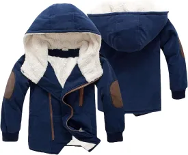EISHOW Kids Boys Warm Thick Jackets Hooded Cotton Fleece Parka Coat Children Winter Zipper Outerwear