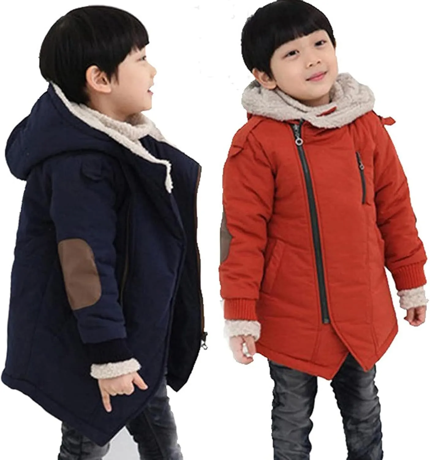 EISHOW Kids Boys Warm Thick Jackets Hooded Cotton Fleece Parka Coat Children Winter Zipper Outerwear