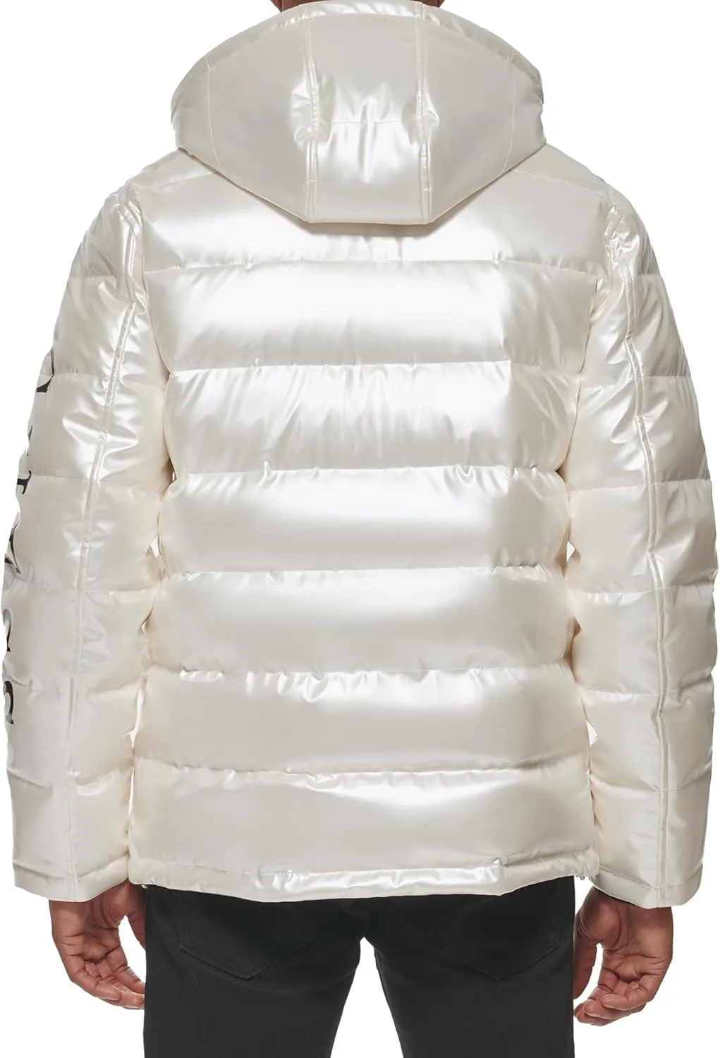 Guess mens Holographic Hooded Puffer Jacket
