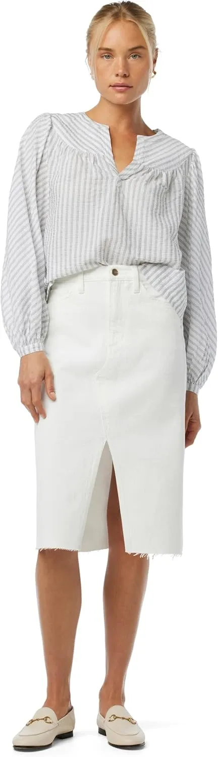 Joe's Women's The Joplin High Rise Knee Length Denim Skirt with Front Slit
