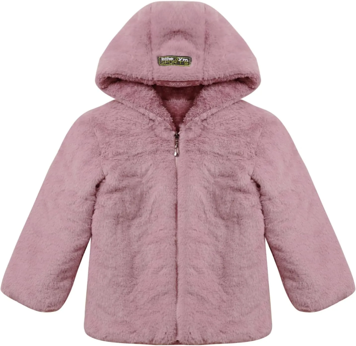 Kids Girls Kids Girls Winter Warm Coats Faux Fur Owl Applique Long Sleeve Zippered Hooded Coat Fleece Jacket