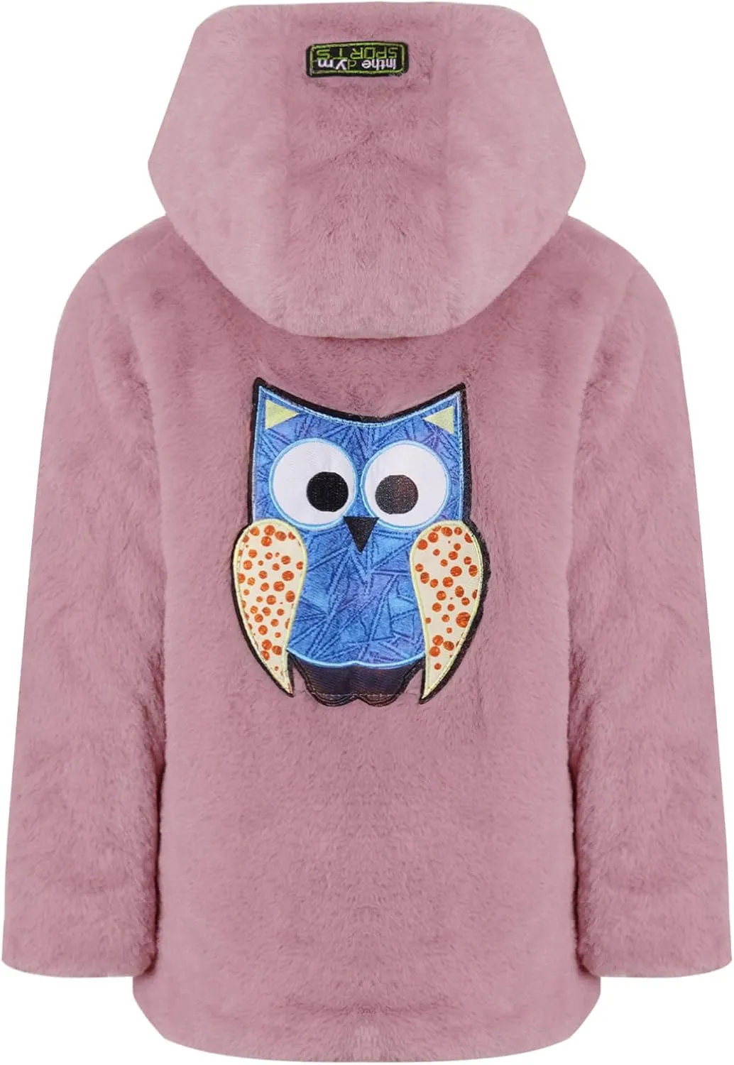 Kids Girls Kids Girls Winter Warm Coats Faux Fur Owl Applique Long Sleeve Zippered Hooded Coat Fleece Jacket
