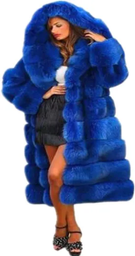 Lisa Colly Women's Winter Plus Size Parka Overcoat Long Sleeve Faux Fur Coat Jacket with Big Hooded