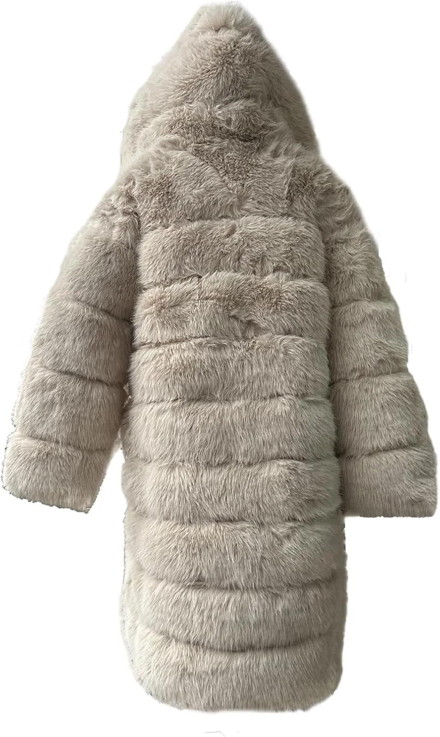 Lisa Colly Women's Winter Plus Size Parka Overcoat Long Sleeve Faux Fur Coat Jacket with Big Hooded