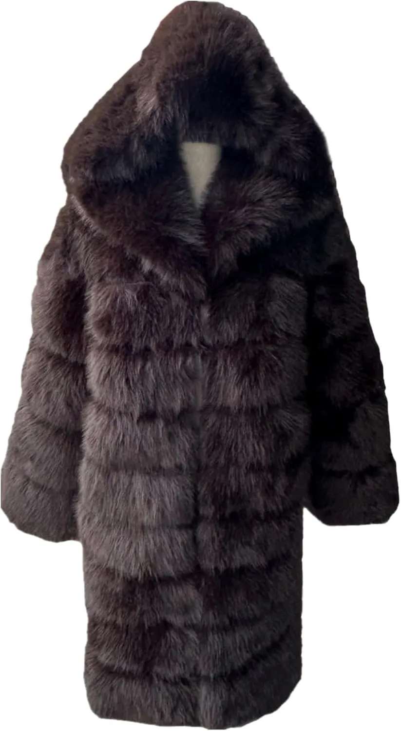 Lisa Colly Women's Winter Plus Size Parka Overcoat Long Sleeve Faux Fur Coat Jacket with Big Hooded