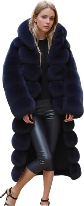 Lisa Colly Women's Winter Plus Size Parka Overcoat Long Sleeve Faux Fur Coat Jacket with Big Hooded