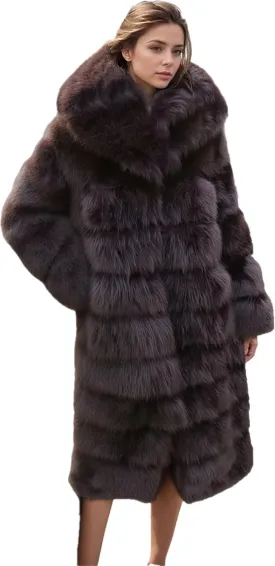 Lisa Colly Women's Winter Plus Size Parka Overcoat Long Sleeve Faux Fur Coat Jacket with Big Hooded