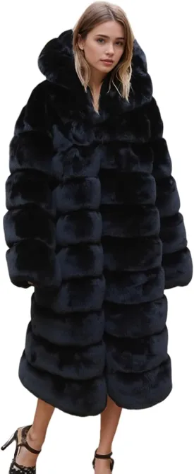 Lisa Colly Women's Winter Plus Size Parka Overcoat Long Sleeve Faux Fur Coat Jacket with Big Hooded
