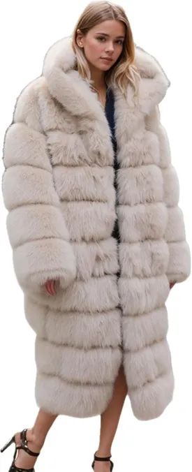 Lisa Colly Women's Winter Plus Size Parka Overcoat Long Sleeve Faux Fur Coat Jacket with Big Hooded