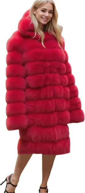 Lisa Colly Women's Winter Plus Size Parka Overcoat Long Sleeve Faux Fur Coat Jacket with Big Hooded