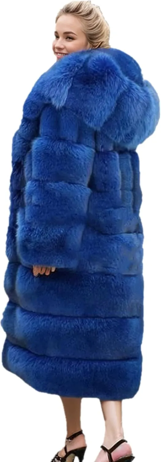 Lisa Colly Women's Winter Plus Size Parka Overcoat Long Sleeve Faux Fur Coat Jacket with Big Hooded
