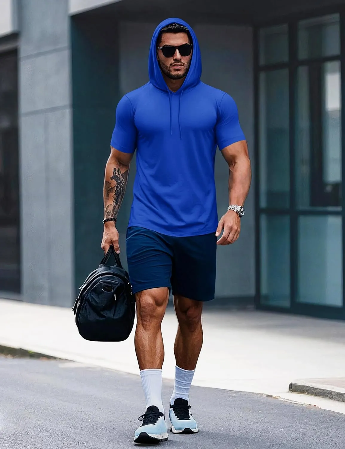MAGCOMSEN Men's Short Sleeve Hoodie Cotton Hooded T Shirts Lightweight Sweatshirt Hoodies Pullover