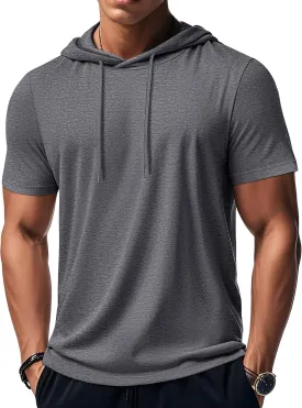 MAGCOMSEN Men's Short Sleeve Hoodie Cotton Hooded T Shirts Lightweight Sweatshirt Hoodies Pullover