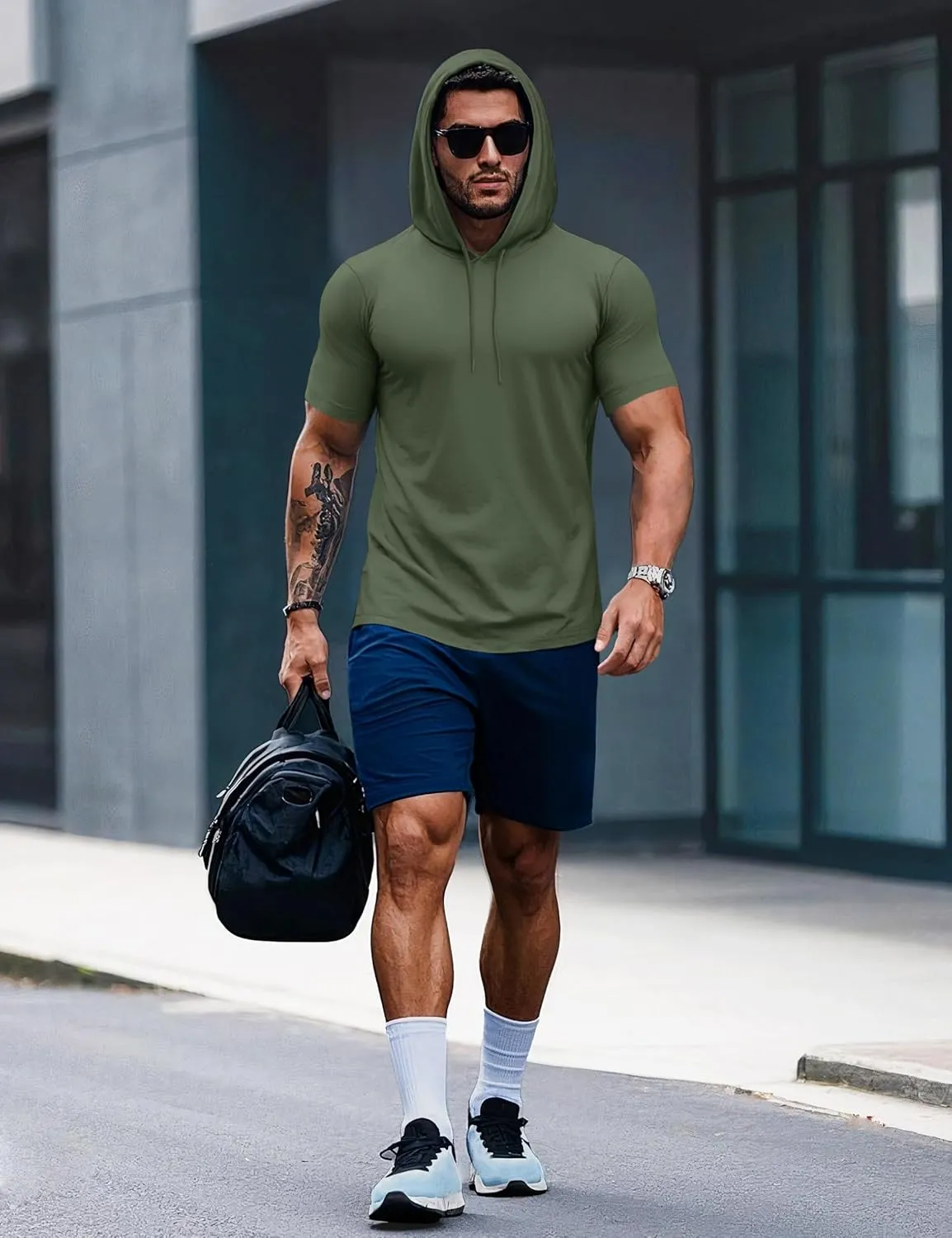 MAGCOMSEN Men's Short Sleeve Hoodie Cotton Hooded T Shirts Lightweight Sweatshirt Hoodies Pullover