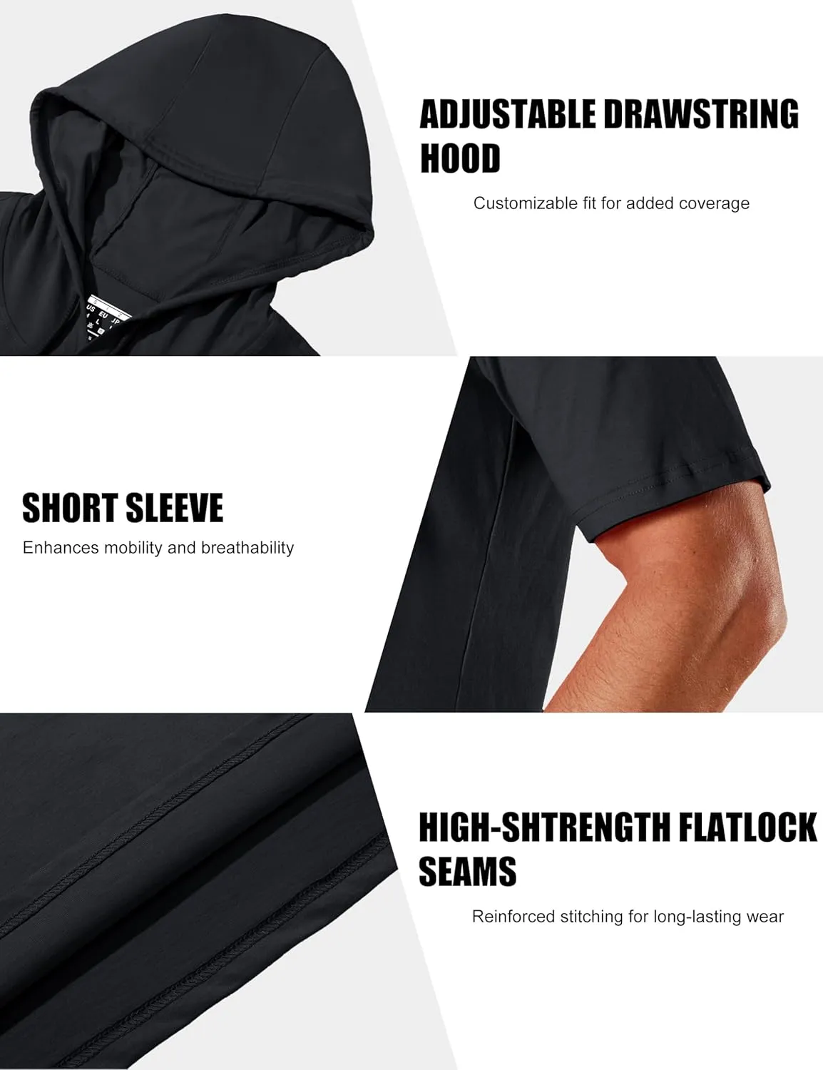 MAGCOMSEN Men's Short Sleeve Hoodie Cotton Hooded T Shirts Lightweight Sweatshirt Hoodies Pullover