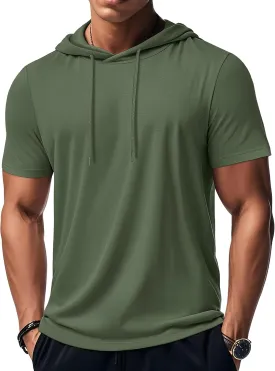 MAGCOMSEN Men's Short Sleeve Hoodie Cotton Hooded T Shirts Lightweight Sweatshirt Hoodies Pullover