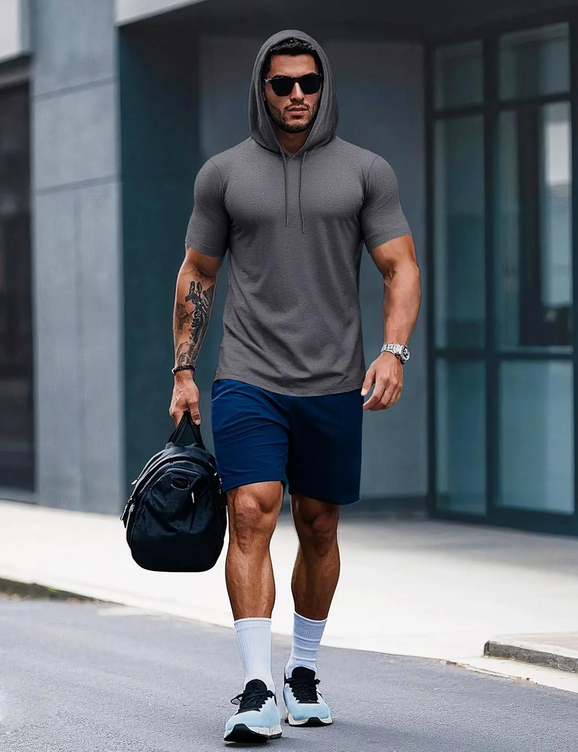 MAGCOMSEN Men's Short Sleeve Hoodie Cotton Hooded T Shirts Lightweight Sweatshirt Hoodies Pullover