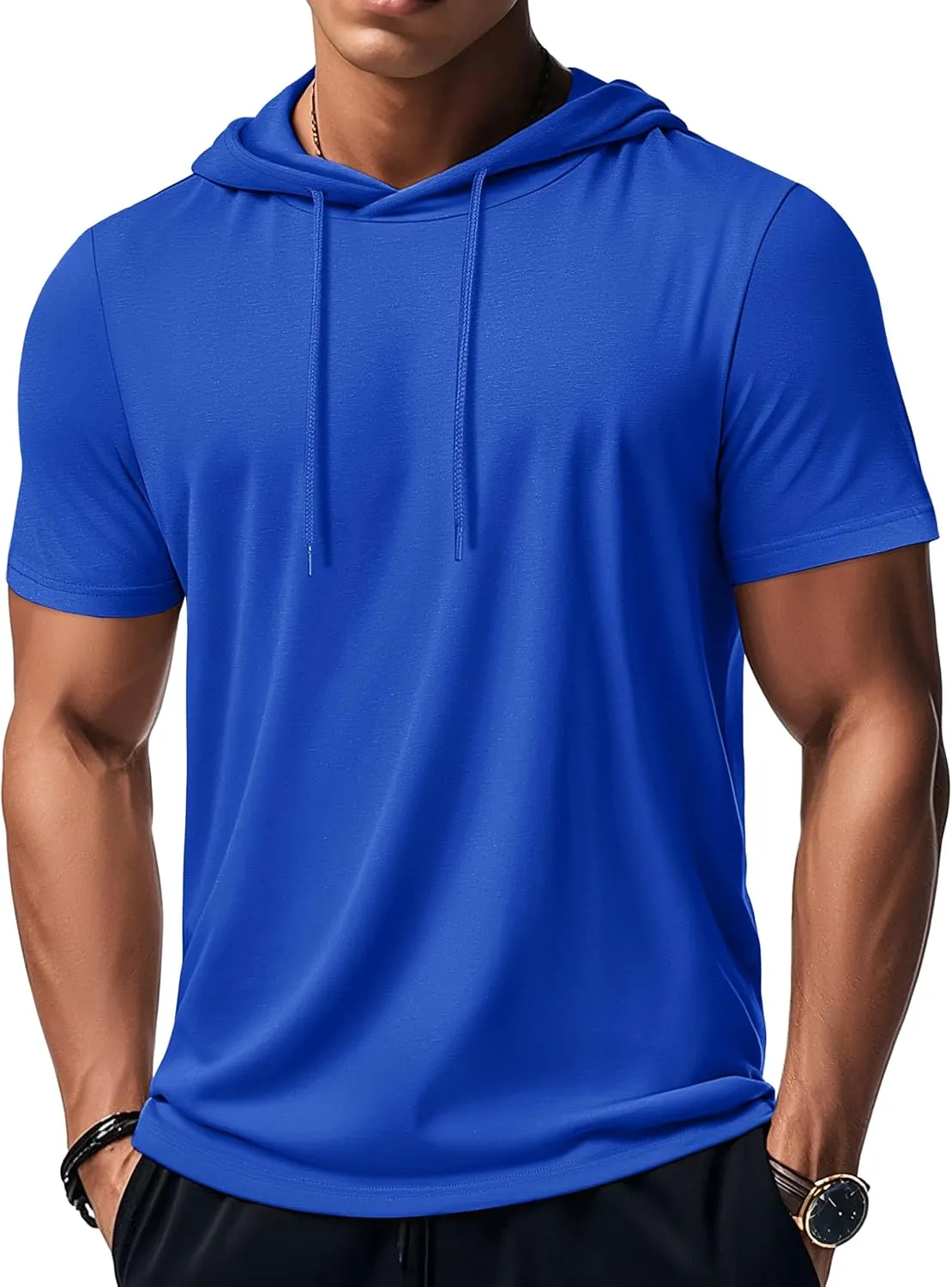 MAGCOMSEN Men's Short Sleeve Hoodie Cotton Hooded T Shirts Lightweight Sweatshirt Hoodies Pullover