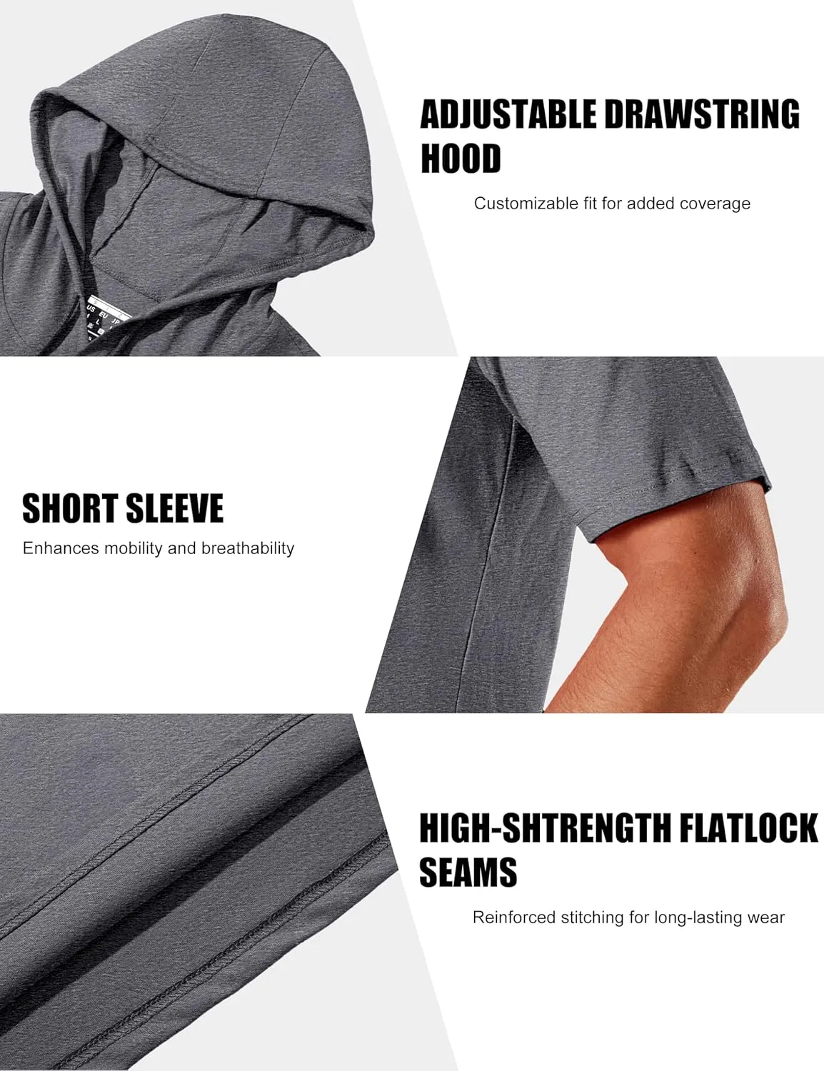 MAGCOMSEN Men's Short Sleeve Hoodie Cotton Hooded T Shirts Lightweight Sweatshirt Hoodies Pullover