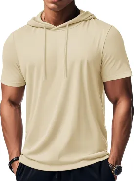 MAGCOMSEN Men's Short Sleeve Hoodie Cotton Hooded T Shirts Lightweight Sweatshirt Hoodies Pullover