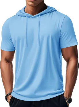 MAGCOMSEN Men's Short Sleeve Hoodie Cotton Hooded T Shirts Lightweight Sweatshirt Hoodies Pullover