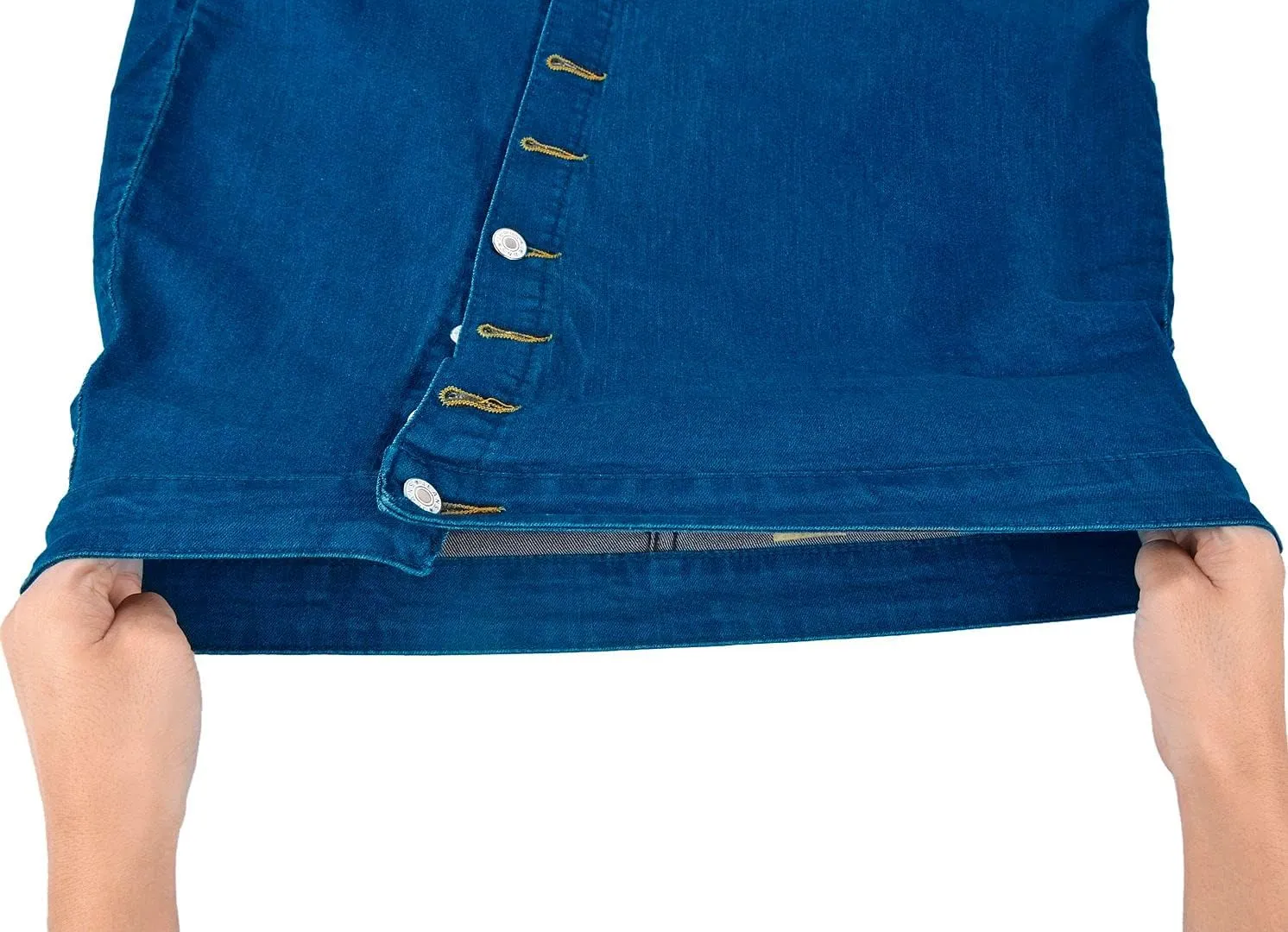 QZUnique Women's Plus Size Stretchy Fit Denim Skirt Midi High Waist Bodycon Jean Skirt Casual Slit Below Knee Pencil Skirt