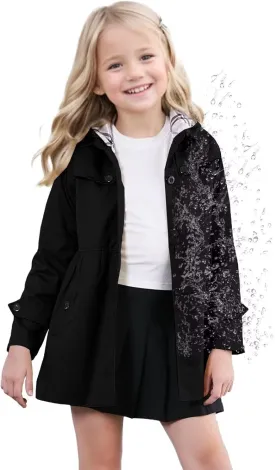 SANGTREE Girl's Waterproof Trench Coat Hooded Lightweight Rain Jackets