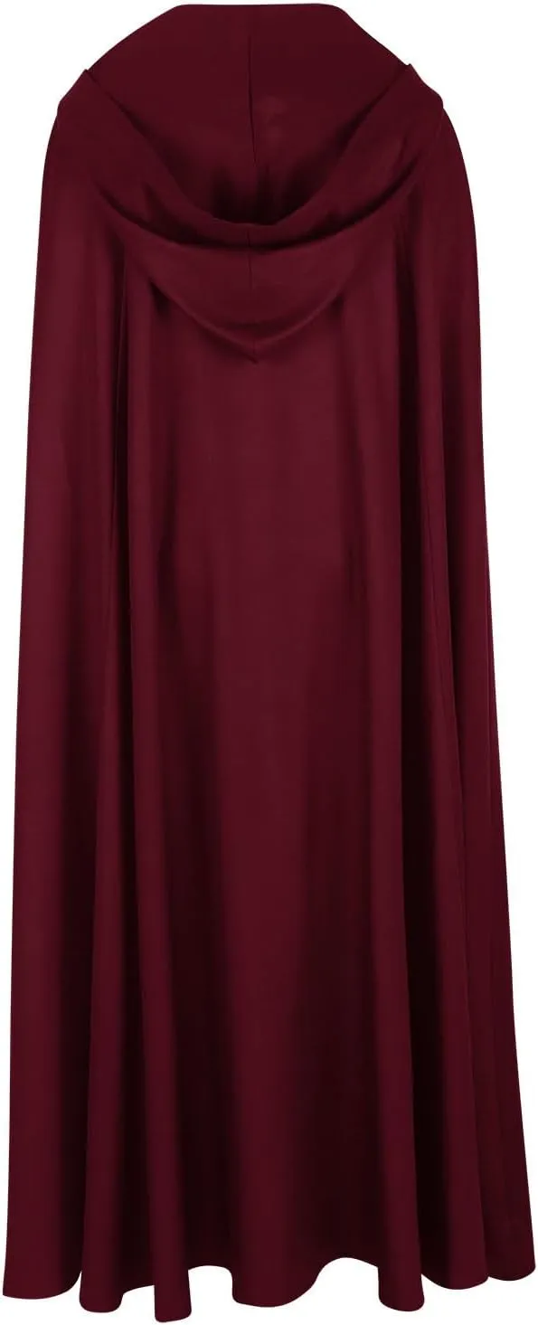 Unisex Gothic Hooded Maxi Cloak Fairy Cosplay Robes Open Front Poncho Wool Blend Capes Winter Fall Coat Outwear